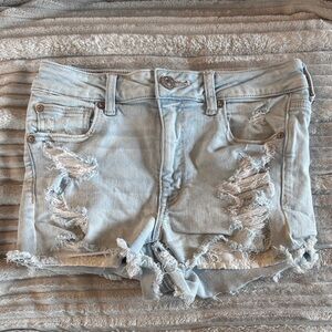 American Eagle Outfitters Pale Blue Ripped Denim Cutoff Shorts